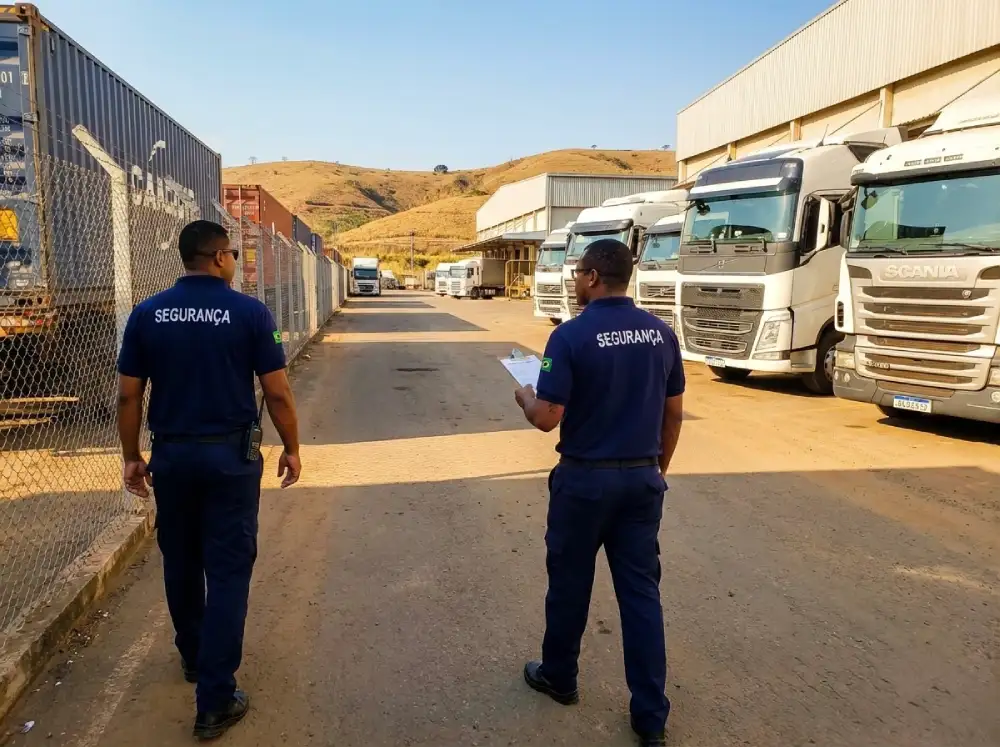 Vigilante de segurança realizando ronda em pátio logístico registrando em papel — um método manual que não serve como prova jurídica no Brasil em 2026