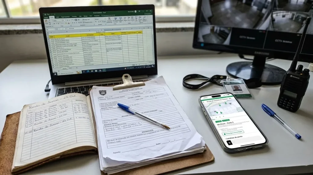 app de controle de rondas digital versus planilha e papel na segurança patrimonial